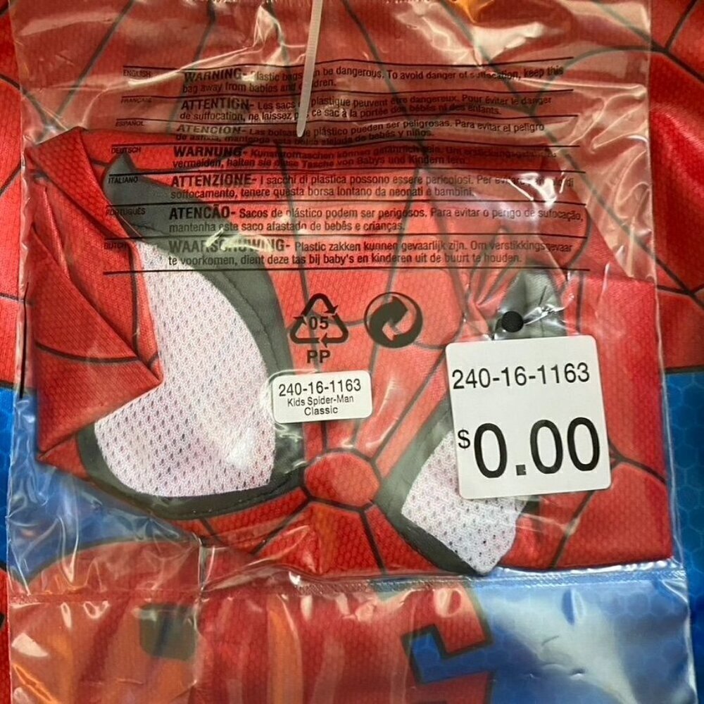 Jazwares Kids' Marvel Spider-Man Muscle Chest Halloween Costume Jumpsuit Mask L - Picture 8 of 8